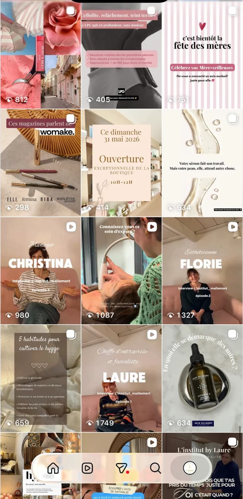 Feed Instagram social media avec stories et publications